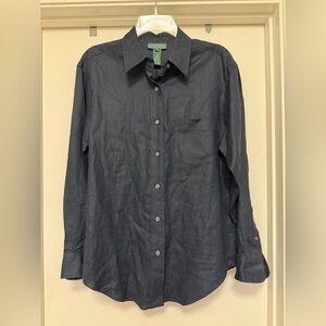 Lauren Ralph Lauren linen oxford - size M dark navy blue
